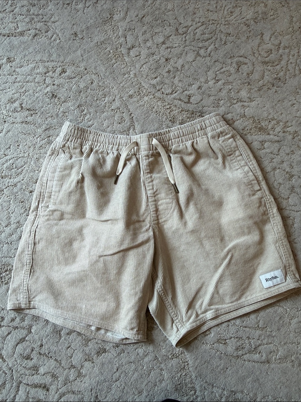 Rhythm Corduroy Drawstring Shorts in Light Tan